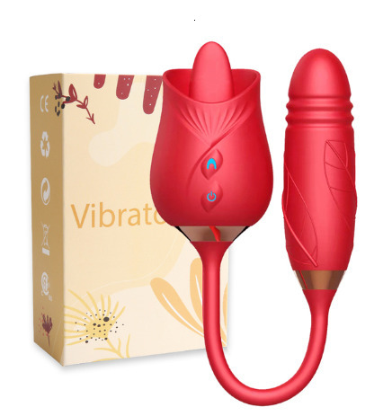 Vibrators Rose Thrusting Sucking Sex Toy for Woman Anal Double Head Vibrator Oral Licking Teasing Female Telescopic Masturbation 230307