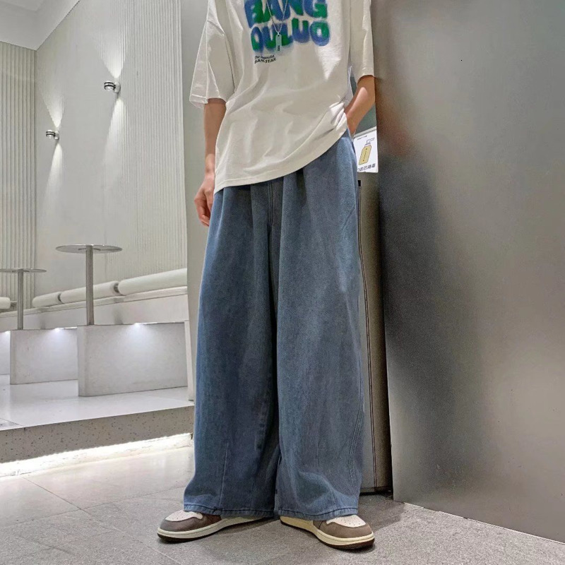 Men's Jeans Oversized Jeans Men Fashion Blue Casual Wide Leg Jeans Men Streetwear Loose Hip Hop Straight Denim Pants Mens Trousers M-3XL 230308