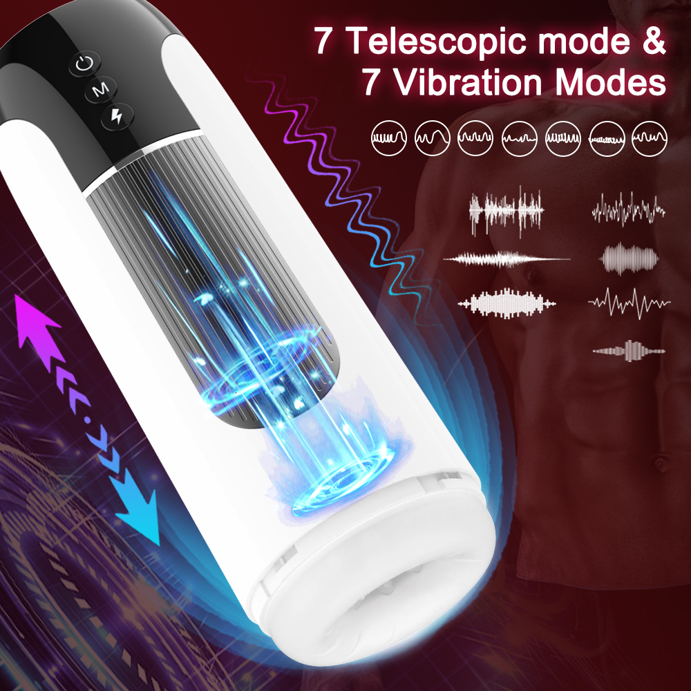 Masturbators Automatic Telescopic Male Masturbator Thrusting Machine Vibration Blowjob Pussy Moaning Masturbation Cup Adult Men Sex Toys IPX7 230307