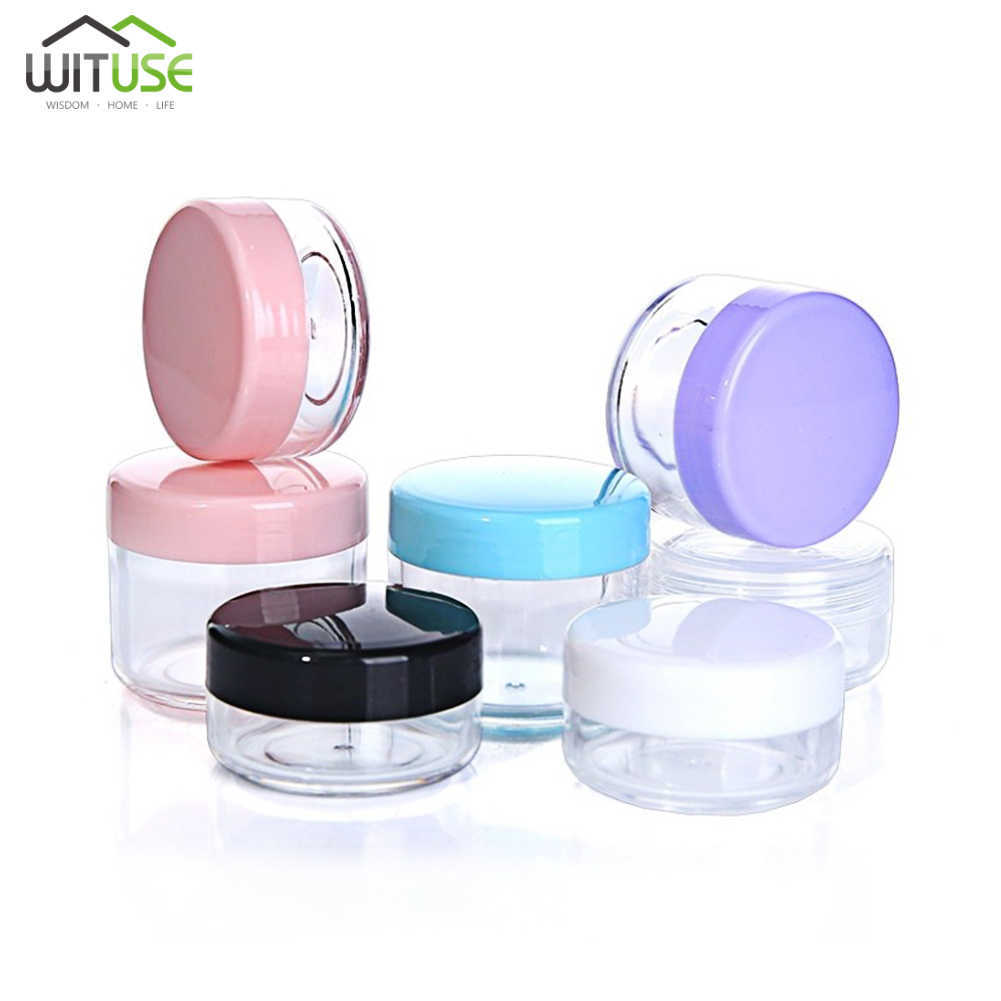 Storage Bottles Jars 5PCS Empty 10g 15g 20g Travel Small Colorful Covers Clear Plastic Cosmetic Pot Jars With Lid For Face Cream Lip Balm Containers J