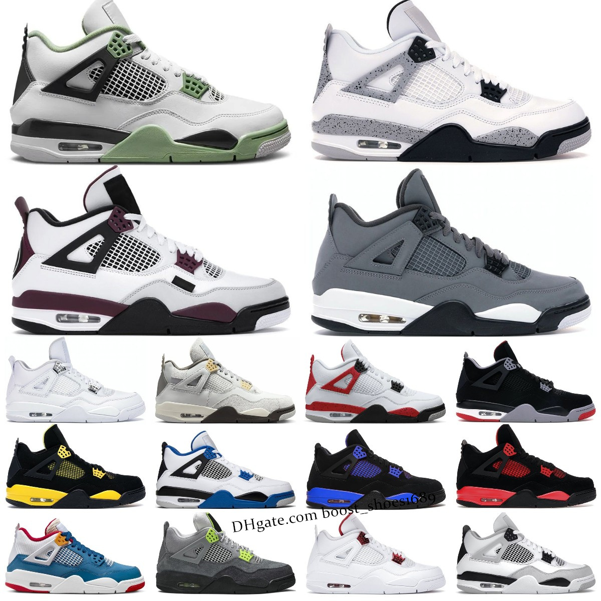 Basketball Quality shoes 4 4s Jumpman Seafoam Shimmer Red Thunder Lightning White Oreo Taupe Haze Military Black Cat Bred cement men women Trainers sports 36-47, A412
Basketball Quality shoes 4 4s Jumpman Seafoam Shimmer Red Thunder Lightning White Oreo Taupe Haze Military Black Cat Bred cement men women Trainers sports 36-47, A412