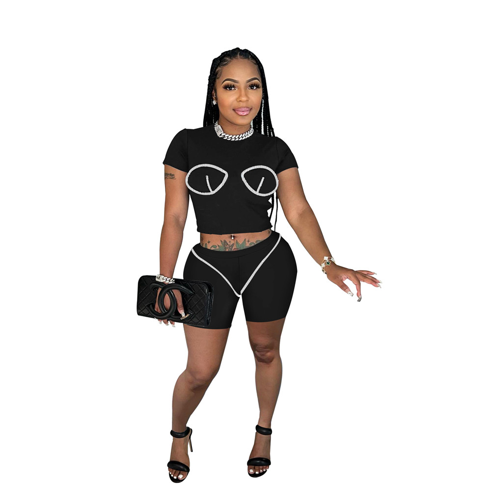 NEW Designer Summer Tracksuits Two Piece Sets Women Outfits Solid Short Sleeve T-shirt and Shorts Casual Print Sportswear Bulk items Wholesale Clothin
