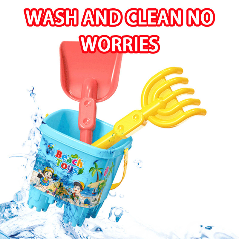 Bath Toys Beach Toy Car Set Baby Shovel Sand Digging Tool and Bucket Hourglass Pool Birthday Gift for Boys andGirls 230307