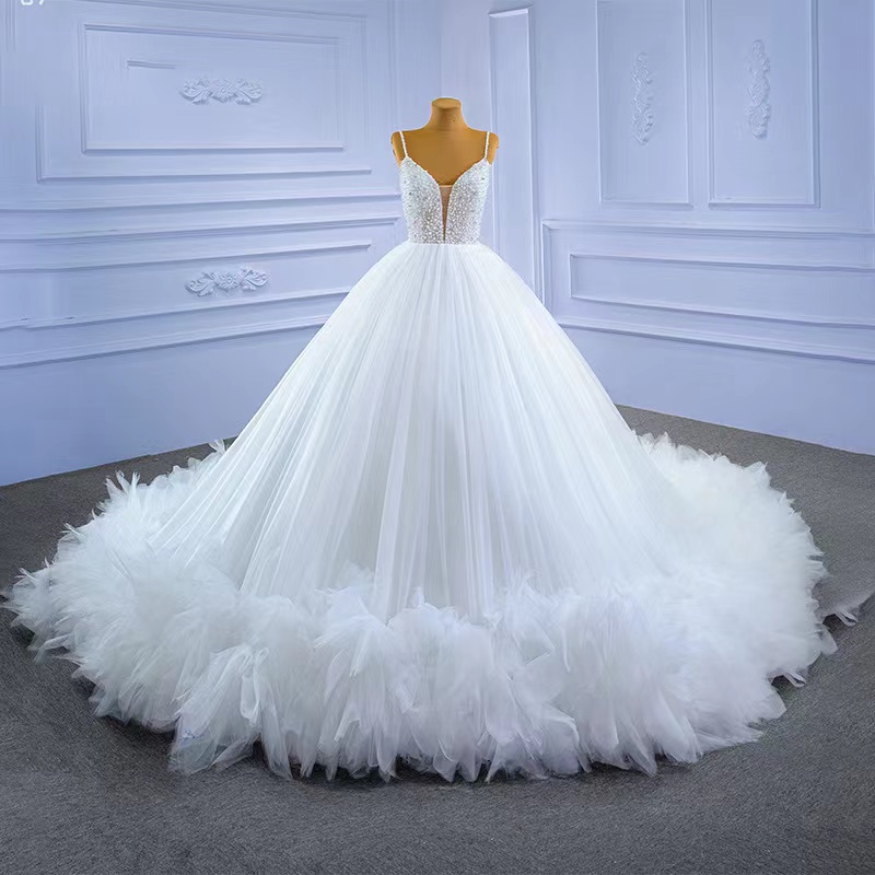 Beaded Embroidery Ball Gowns Wedding Dresses Princess Gown Corset Sweetheart Organza Ruffles Cathedral Train Bridal Dress Plus Size Custom Made vestid