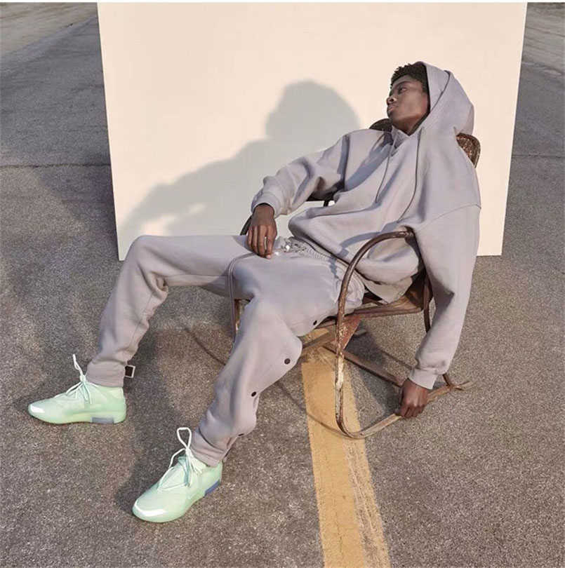 Men's Pants Autumn Winter Thick Sweatpants Men Side Button Sportswear Solid Brand Male Sweat Pants Oversize Clothing 2022 Hip Hop Black Grey Z030