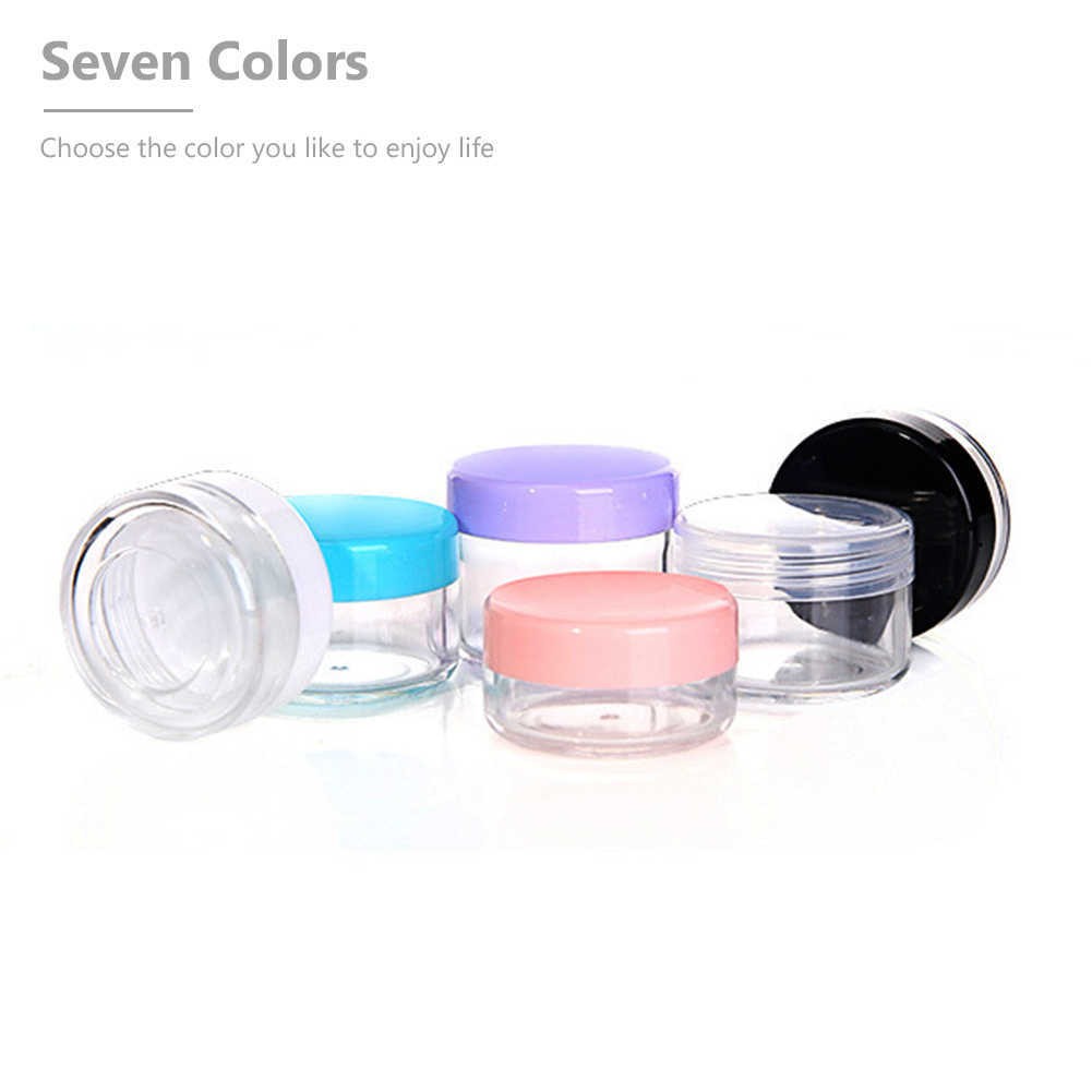 Storage Bottles Jars 5PCS Empty 10g 15g 20g Travel Small Colorful Covers Clear Plastic Cosmetic Pot Jars With Lid For Face Cream Lip Balm Containers J
