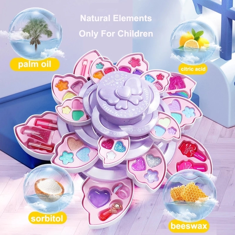 Beauty Fashion Kids Toys Simulation Cosmetics Set Girl Makeup Tool Pretend Girls Play House Make Up Fun game Princess 230307