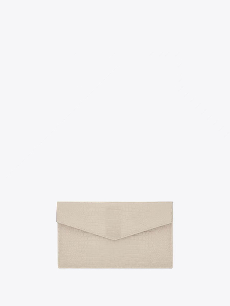 ladies up down grain embossed leather clutch bag