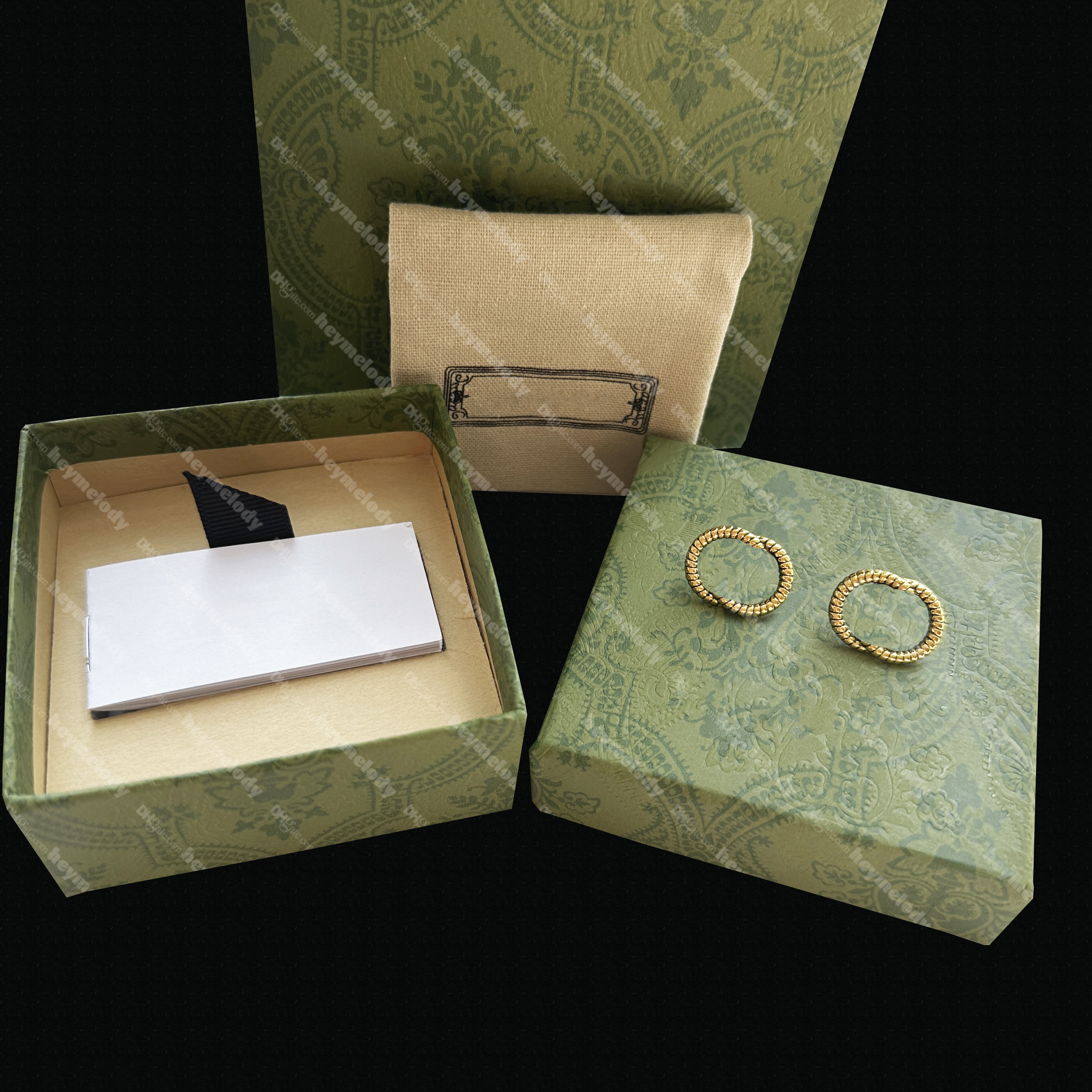 Brand Gold Earrings Letter Ear Studs Interlocking Letter Vine Eardrops Party Wedding Lovers Gift With Box Set