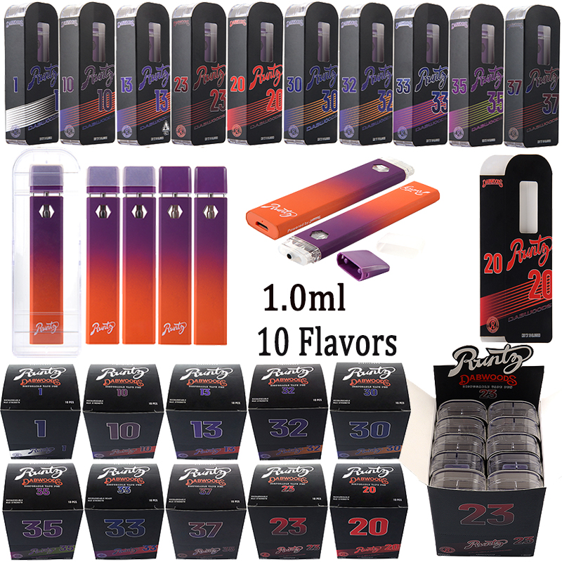 Runty x Dabwoods Disposable E cigarettes Rechargeable Vape Pen 1ml Capacity Empty Device Pods 280mah Battery Thick Oil Cartridge Disposables 10 Flavors
Runty x Dabwoods Disposable E cigarettes Rechargeable Vape Pen 1ml Capacity Empty Device Pods 280mah Battery Thick Oil Cartridge Disposables 10 Flavors