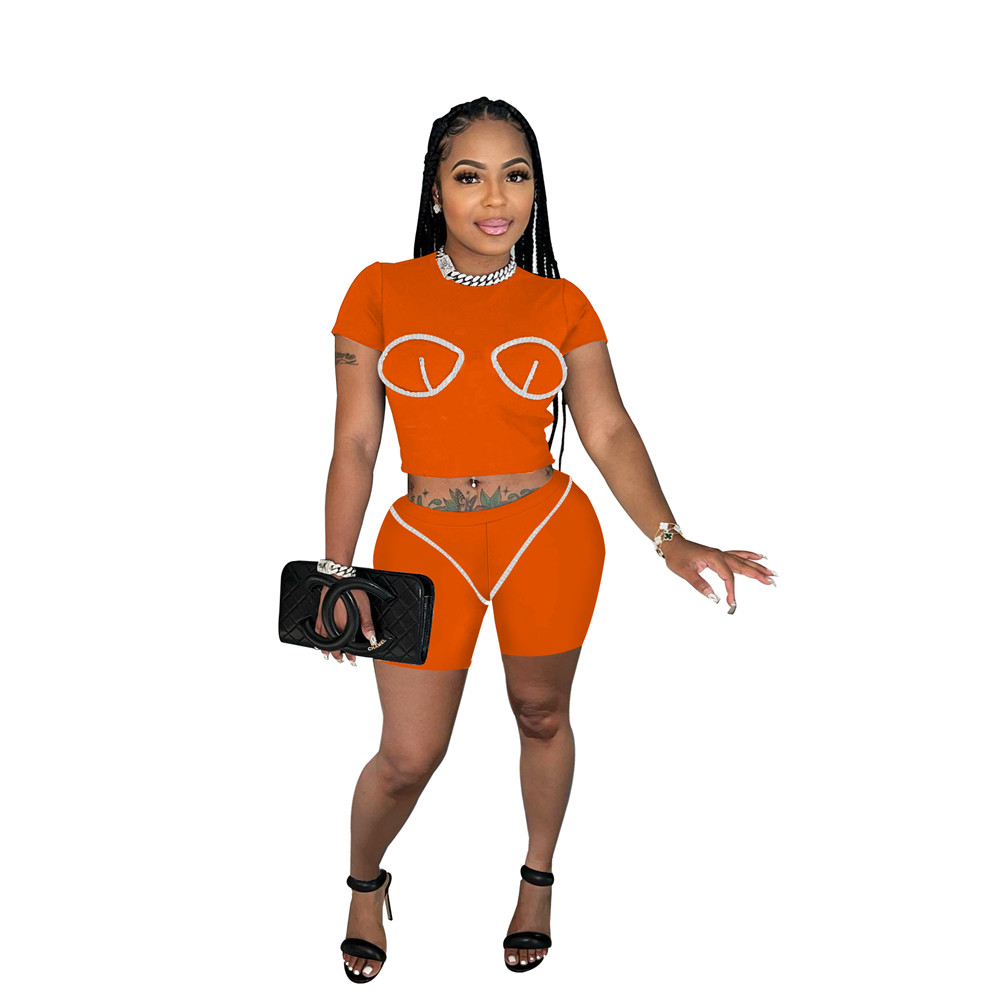 NEW Designer Summer Tracksuits Two Piece Sets Women Outfits Solid Short Sleeve T-shirt and Shorts Casual Print Sportswear Bulk items Wholesale Clothin