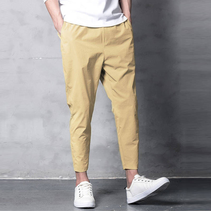 Men's Pants Korean Elastic Casual Pencil Ankle Length Spring Oversize Male Trousers Fashion Streetwear Black Khaki Green 230307Z