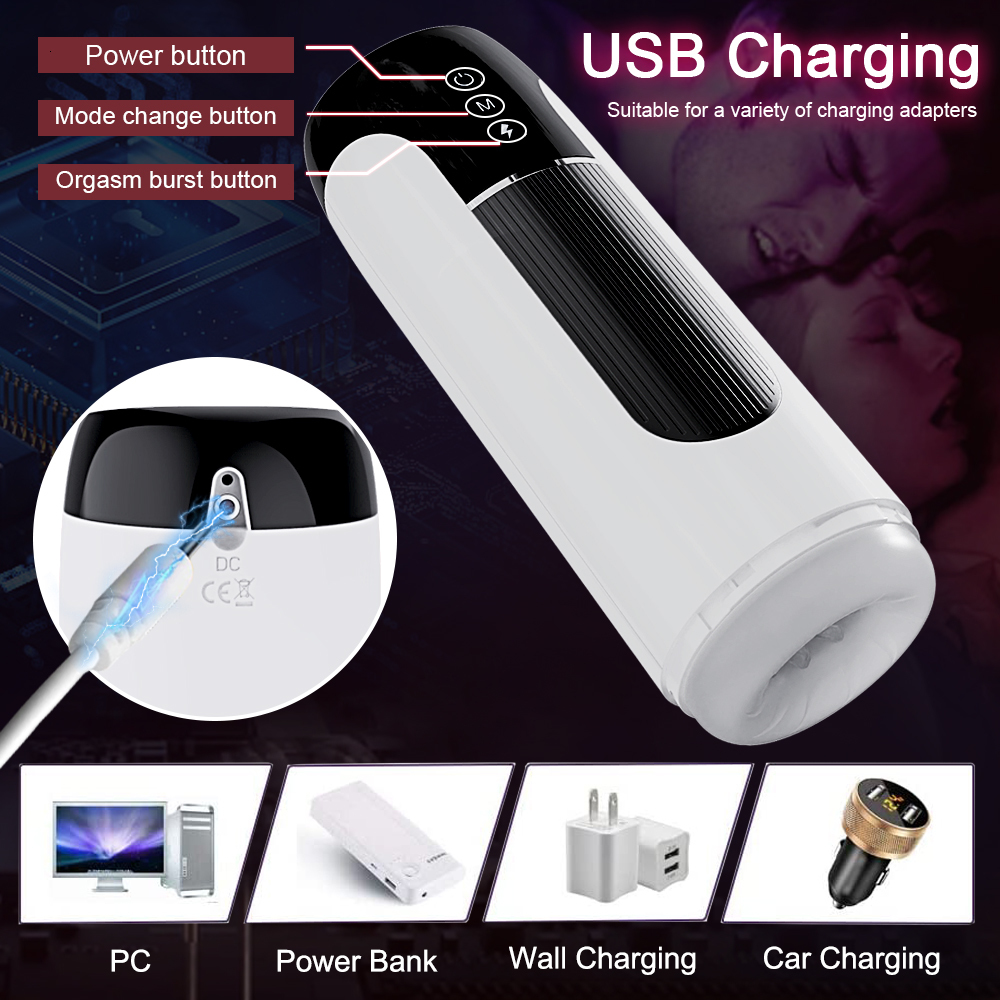 Masturbators Automatic Telescopic Male Masturbator Thrusting Machine Vibration Blowjob Pussy Moaning Masturbation Cup Adult Men Sex Toys IPX7 230307