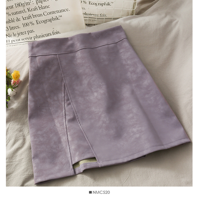 Skirts HELIAR PU Leather Skirts Women A-line Sexy Split Skirts Spring Mini Wide Leg Night Club Mini Skirts For Women Spring 230308