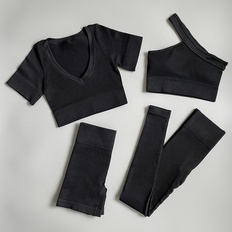 Yoga Outfits 2 3 4Pcs Gym Set Women Seamless Suit Sports Bra Crop Top Shorts High Waist Leggings Outfit Fitness Workout Clothes 230308