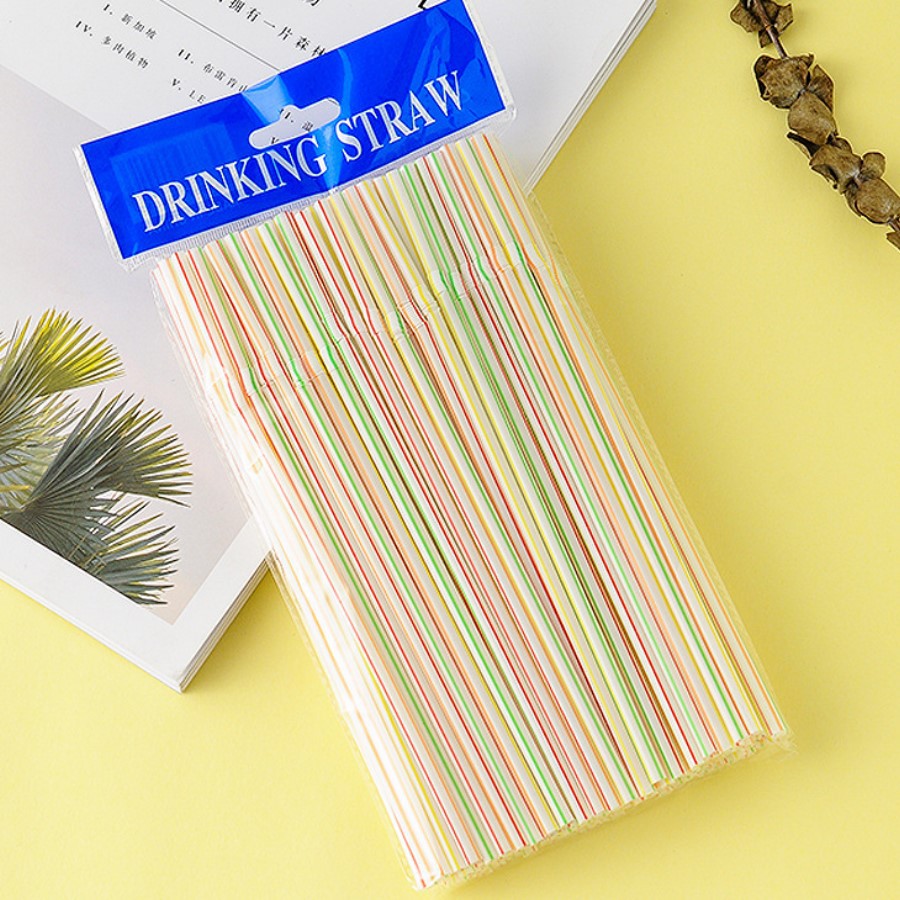100pcs/bag Disposable Plastic Drinking Straws colorful Bend Drink Straws Fruit Juice Milk Tea Pipe Bar Party Accessory