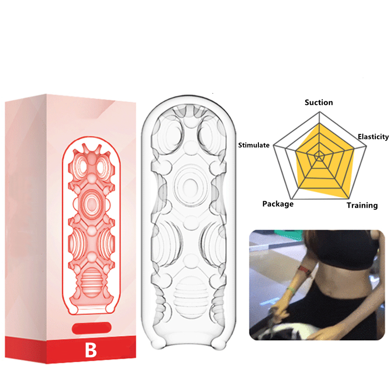 Masturbators Transparent Silicone Masturbation Cup for Men Safe Soft Fidget Toys Orgasm Male Masturbator Sex Toy Realistic Vagina Adult Goods 230307