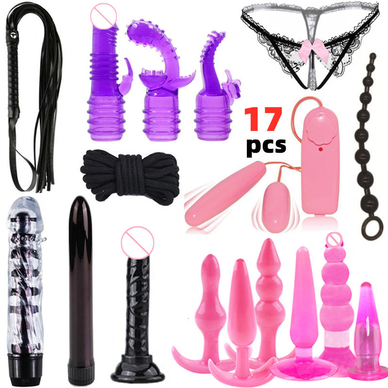 Bondage Sex Toys For Couples Erotic Vibrator Anal Bead Butt Plug Whip Rope G Spot Stimulator Dildo BDSM Set Fetish Adult Game 230307
