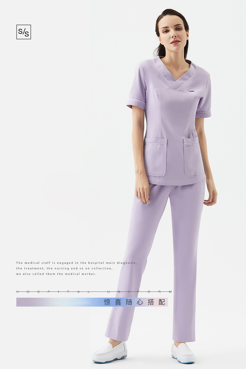 Medical Nursing Two Piece Pants Work Clothes Hand Washing Clothing Short-Sleeved Surgical Oral Dental Beauty Salon Work Uniform Women Customization