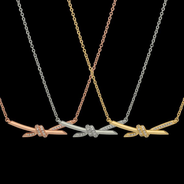 Womens Knot drill Necklace Designer Jewelry Necklace gold/silvery/rose gold Complete Brand as Wedding Christmas Gift tiffanys
Womens Knot drill Necklace Designer Jewelry Necklace gold/silvery/rose gold Complete Brand as Wedding Christmas Gift tiffanys