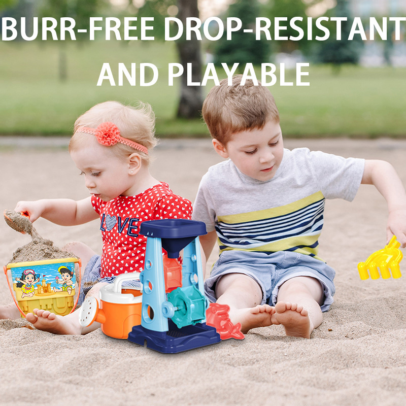 Bath Toys Beach Toy Car Set Baby Shovel Sand Digging Tool and Bucket Hourglass Pool Birthday Gift for Boys andGirls 230307