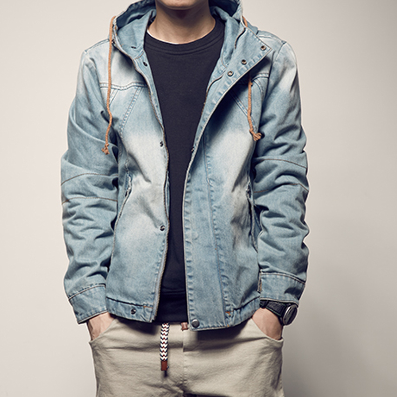 Men s Jackets ABOORUN Retro Hooded Denim Plus Size 5XL Patchwork Jean Coat Washed Cotton for Male 230307