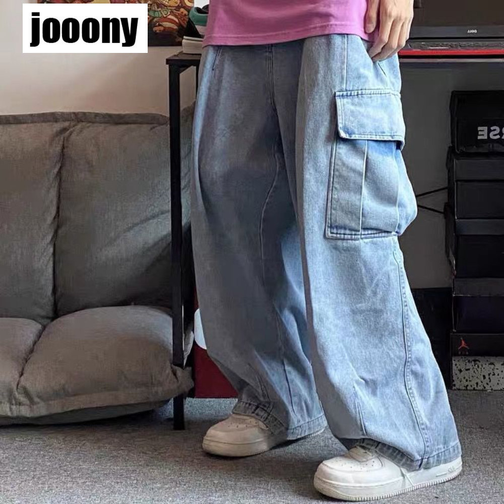 Men's Jeans Baggy Jeans Trousers Male Denim Pants Black Wide Leg Pants Men's Jeans Oversize Cargo Korean Streetwear Hip Hop Harajuku 230308