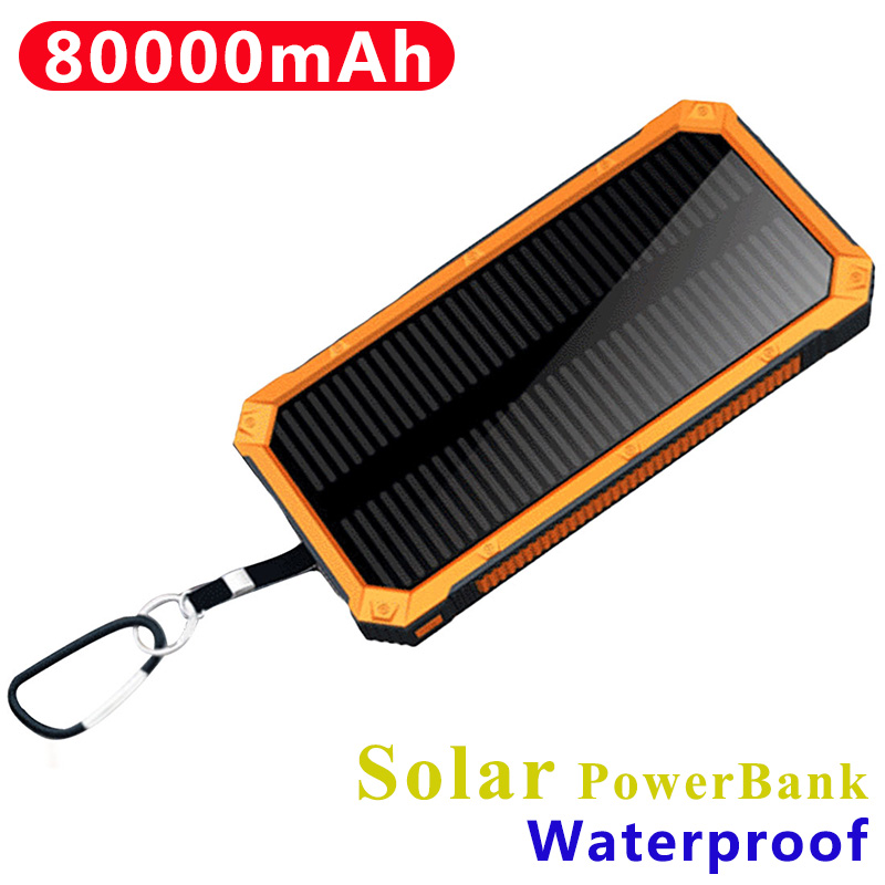 20000mAh Solar Power Bank Two-way Fast Charging High capacity External Battery with Indicator Light for Outdoor Xiaomi Iphone
