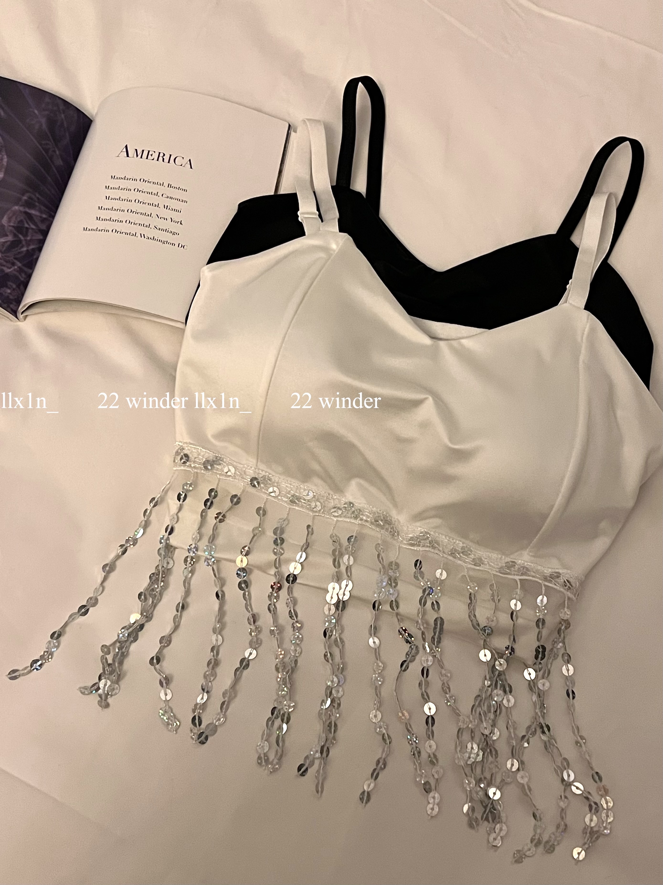 Womens sexy spaghetti strap padded bustier beading tassel bottom short tanks camis