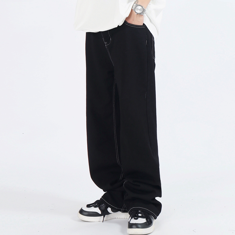Men's Jeans Stitch Denim Pants Mens High Street Wide Leg Pants Streetwear Loose Jeans Casual Trousers Men 230308