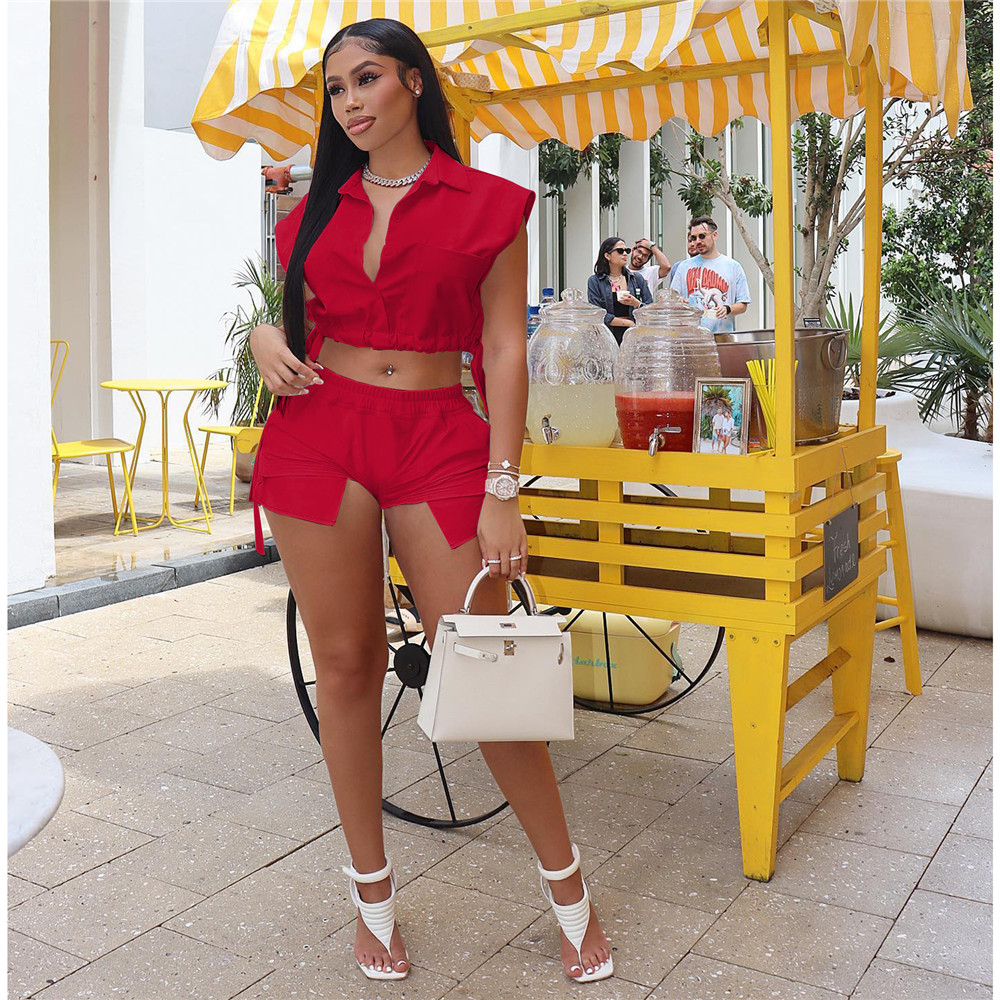 NEW Designer Summer Tracksuits Two Piece Set Women Outfits Solid Sportswear Sleeveless Short Sleeve Shirt Top and Shorts Casual Sweatsuits Bulk Wholes