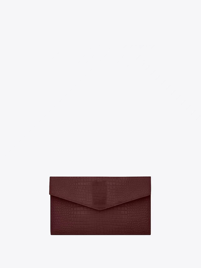 ladies up down grain embossed leather clutch bag