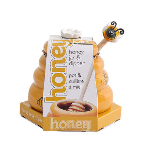 Storage Bottles Jars Honey Pot Ceramic Beehive And Wooden Dipper Honey Jar With Lid Honey Stir Bar For Honey Jar Supplies Kitchen Accessories J230301