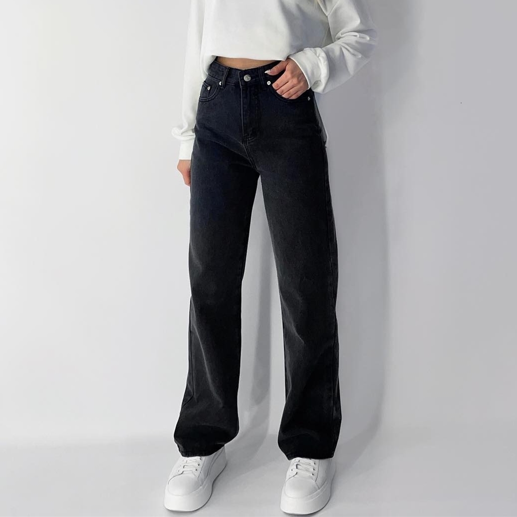 Women's Jeans ZHISILAO Boyfriend Straight Cut High Waist Jeans Women Vintage Blue Washes Loose Longer Denim Pants Streetwear 230308