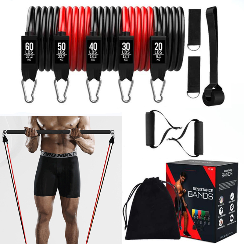 Resistance Bands Portable Pilates Bar Kit with Fitness Stick Home Gym Bodybuilding Elastic Workout Equipment 230307