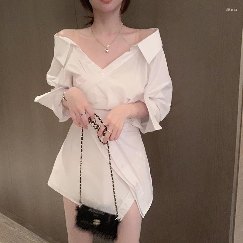 Casual Dresses Korean Fashion White Mini Dress Women Harajuku Long Sleeve Short Elegant Summer Clothes