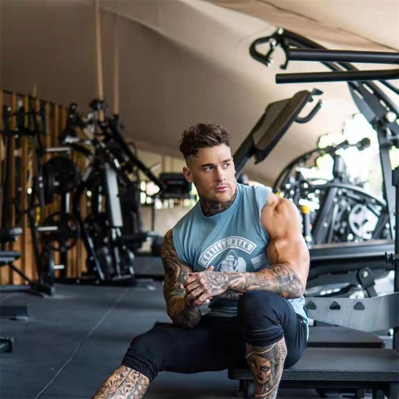 Men's Tank Tops Summer Brand Mens Running Vest Gym Sleeveless Shirt Slim Fit Men Bodybuilding Sport Workout Training Singlet