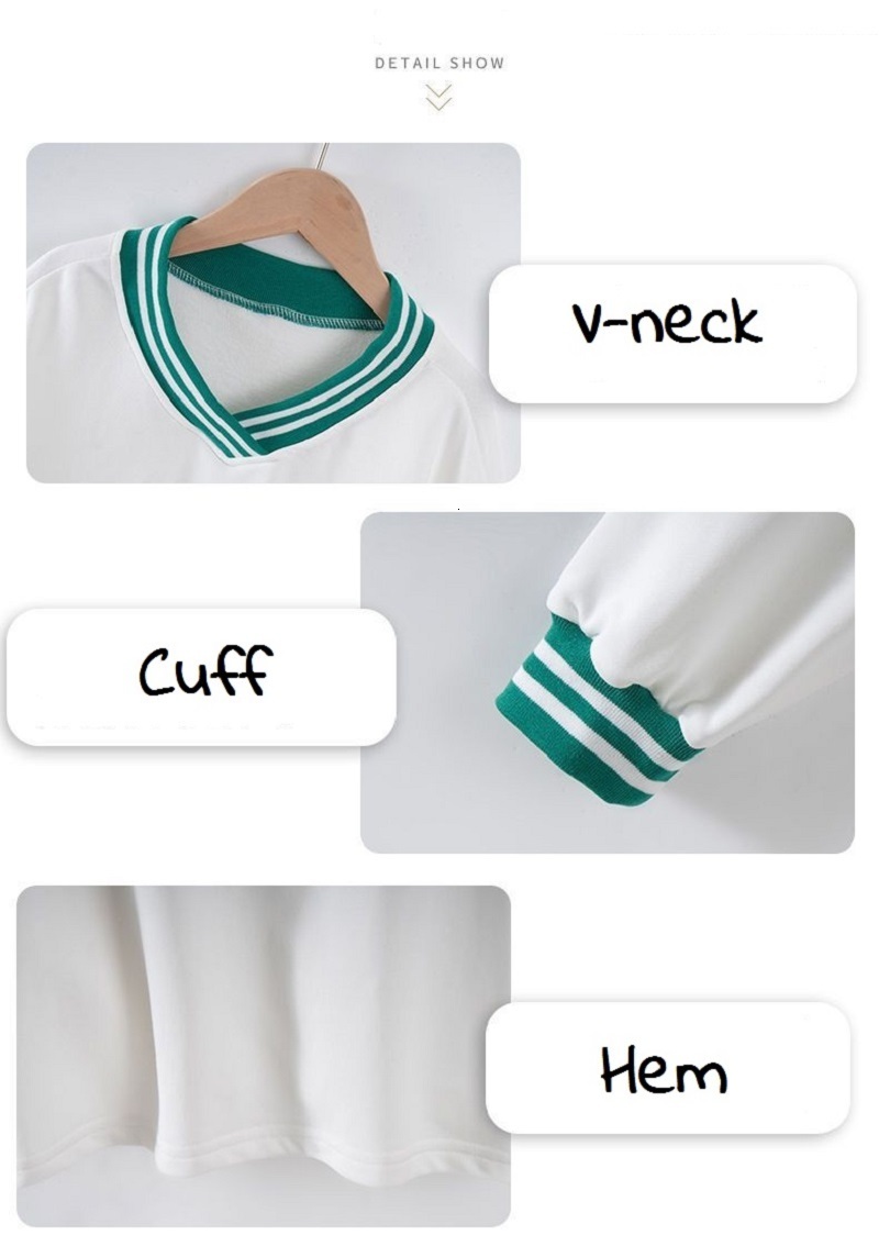 Clothing Sets Contrast Girls V neck Sweatshirt Sweatpant School Kids Tracksuit Students Jogging Suit Children 2 Pieces Outfits 3 16 Years 230307