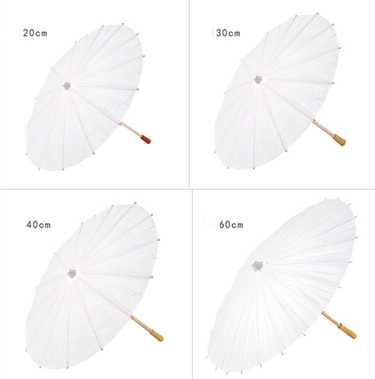Classic Bridal Wedding Parasols White Paper Umbrella Chinese Mini Craft Umbrella 4 Diameter 20 30 40 60cm for Wholesale