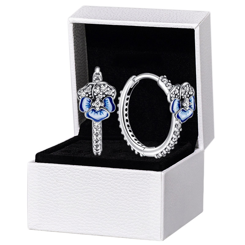 Blue Pansy Flower Hoop Earrings for Pandora Real Sterling Silver Wedding Party Jewelry For Women Girlfriend Gift CZ Diamond designer Earring Set with Original Box
Blue Pansy Flower Hoop Earrings for Pandora Real Sterling Silver Wedding Party Jewelry For Women Girlfriend Gift CZ Diamond designer Earring Set with Original Box