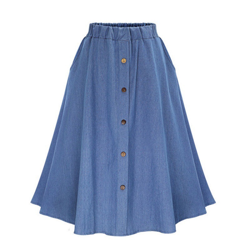 Skirts Summer Fashion Denim Midi Skirt Women Y2k High Waist Casual Jeans Long Skirts Female Street Style Vintage A-line Streetwear 230308