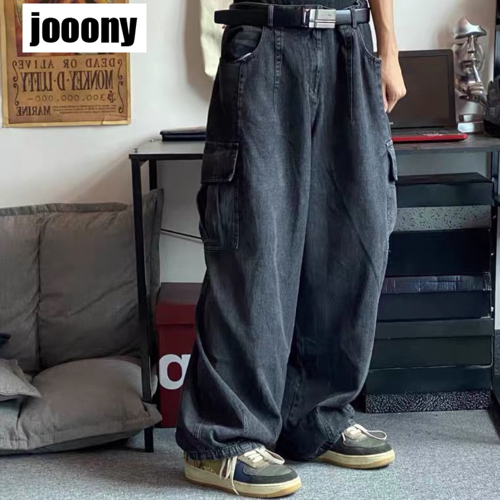 Men's Jeans Baggy Jeans Trousers Male Denim Pants Black Wide Leg Pants Men's Jeans Oversize Cargo Korean Streetwear Hip Hop Harajuku 230308