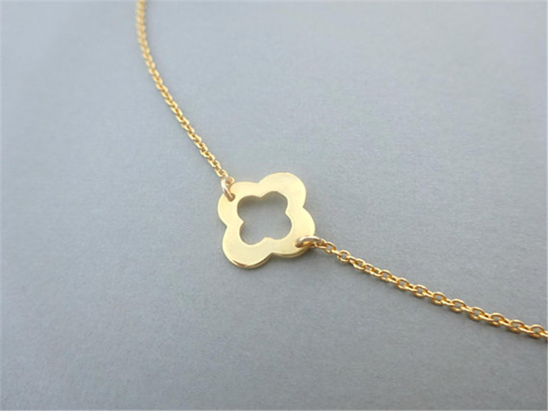 30PCS Outline Open Four Leaf Clover Bracelet Lucky 4 leaf Bracelet Simple Grass Flower Plant Shamrock CharmBracelets Birthday Gifts