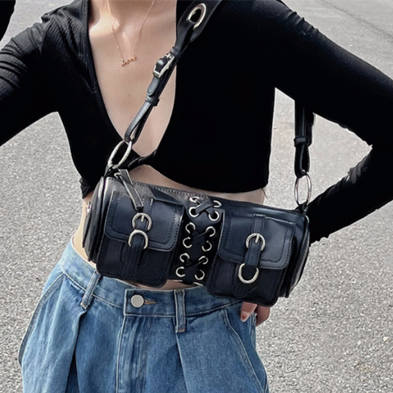Evening Bags Vintage Black Women Cylinder Underarm Double Pocket Design Ladies Shoulder Bag Fashion Female PU Leather Purse Handbags 230307
Evening Bags Vintage Black Women Cylinder Underarm Double Pocket Design Ladies Shoulder Bag Fashion Female PU Leather Purse Handbags 230307