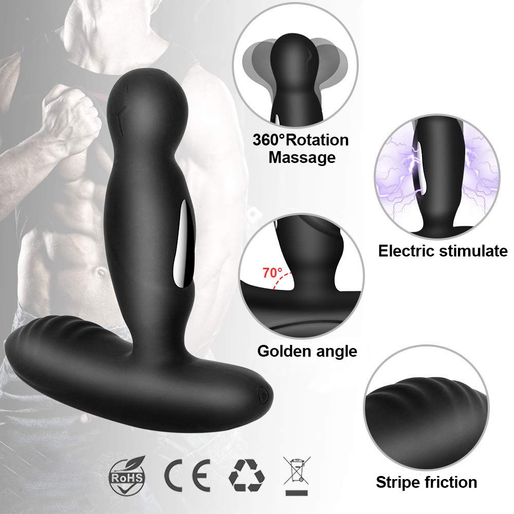 Anal Toys 360 Degree Prostate Massager Electric Shock Pulse Butt Plug Vibrator Sex For Man Buttplug Adult Sexshop 230307