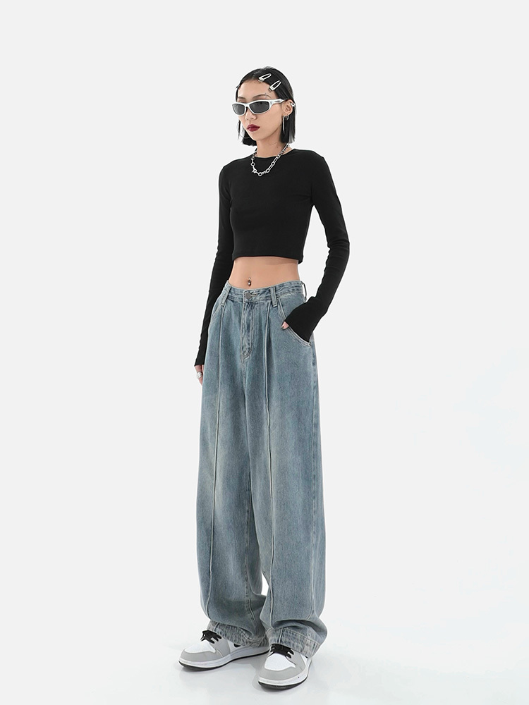 Women's Jeans Fashion Harajuku Jeans for Women Wide Leg All-Match Loose Casual Wash Denim Pants Baggy High Street Long Trousers Autumn 230308