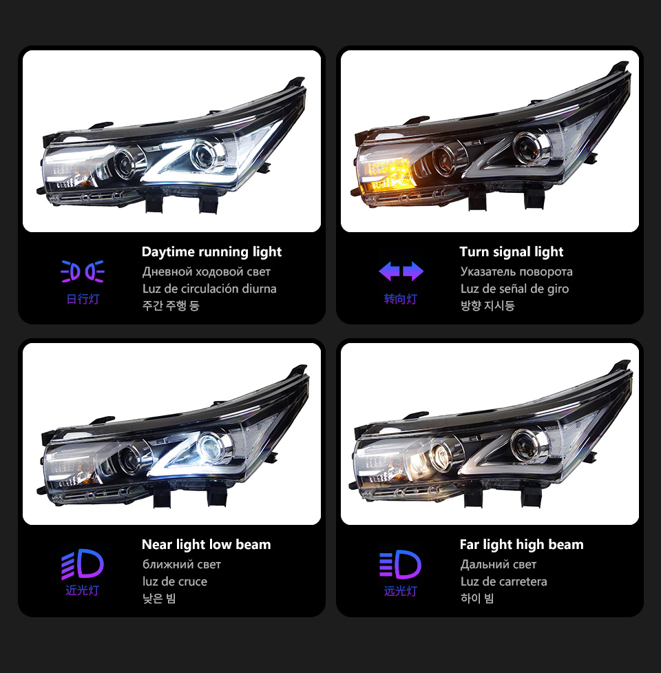 Headlights LED Bulb For Toyota Corolla 20 14-20 16 Head Lights Z Style Daytime Running Lights Turn Signal