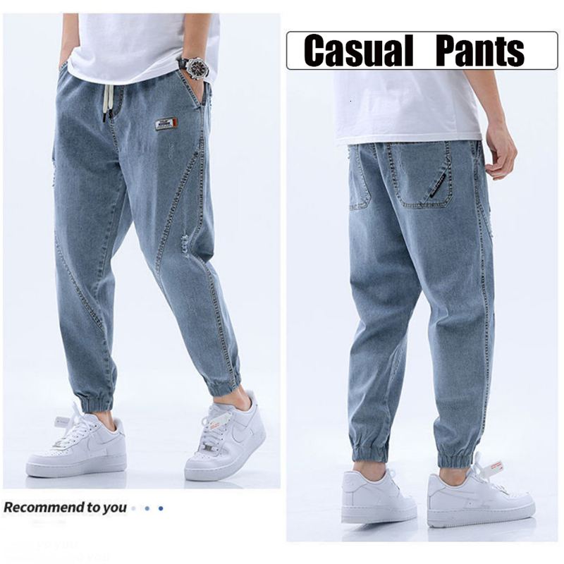 Men's Jeans Arrival Fashion Jeans Men Casual Harem Pants Spring Autumn Elastic Waist Comfort Loose Trousers Male Washed Denim Pants 230308