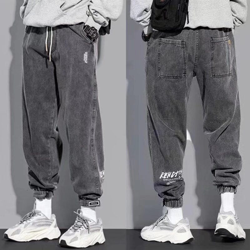 Men's Jeans Jeans Men Autumn Streetwear Casual Men Jeans Outdoor Fashion Loose Harem Pants Elastic Waist Male Washed Denim Jeans 4XL 230308