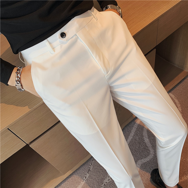 Men's Pants British Style Pantalon Homme Fashion 2023 Simple Slim Fit Business Formal Wear Stretched Office Trousers Men Clothing 230307